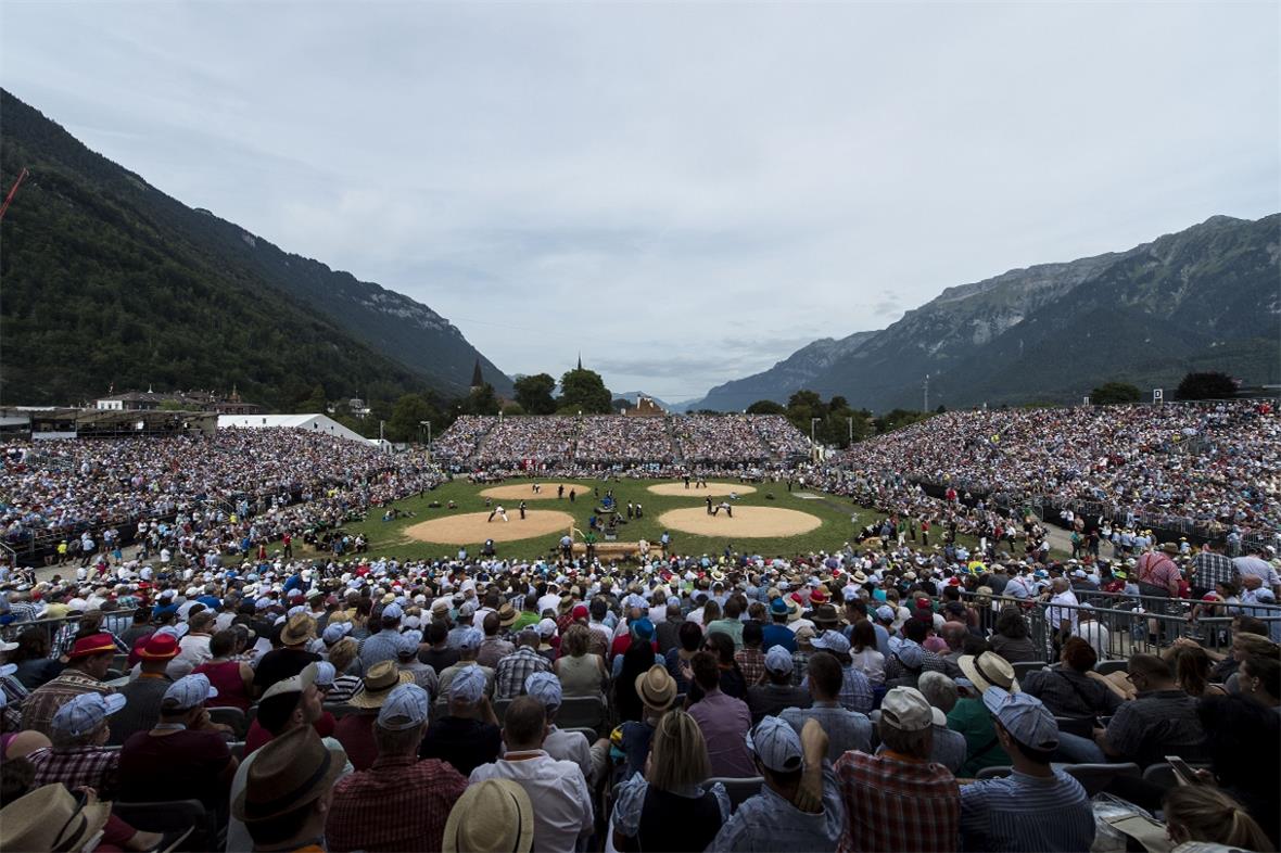27. August 2017, Schwingen - Unspunnen-Schwinget 2017. Uebersicht Festplatz (Rol...