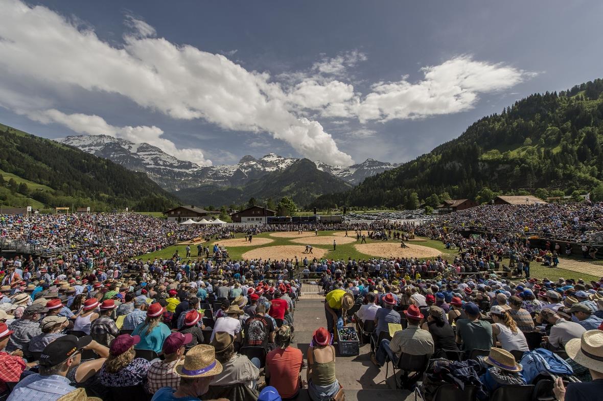 27. Mai 2018, Schwingen - Oberlaendisches Schwingfest Lenk 2018. Arena (Rolf Eic...