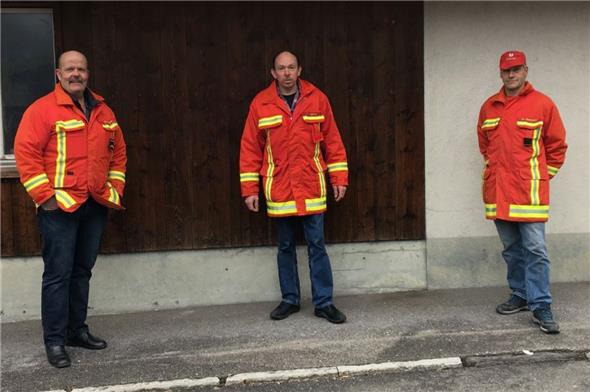 Abtretende der Feuerwehr Därstetten 2020: Kpl Fritz Senften, Sdt Franz Abbühl und Lt Manfred Gertsch.