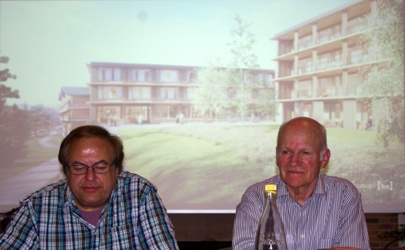 Alterszentrum und Alterswohnungen Lindenmatte Erlenbach: Was heute noch ein Projekt ist, dürfte bis 2017 Realität werden. Thomas Mann, Oberwil, Präsident Pro Senectute Niedersimmental und Bernhard Abbühl, Spiez, Präsident Baukommission stehen vor grossen Herausforderungen. Heute wird an der Gemeindeversammlung in Erlenbach über das Projekt informiert!