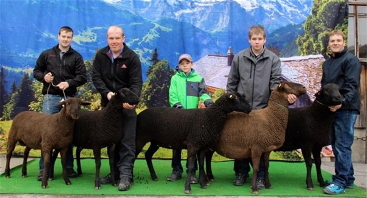 André Stryffeler (1. von links) aus Boltigen präsentiert seine ausgeglichene SBS-Kollektion.