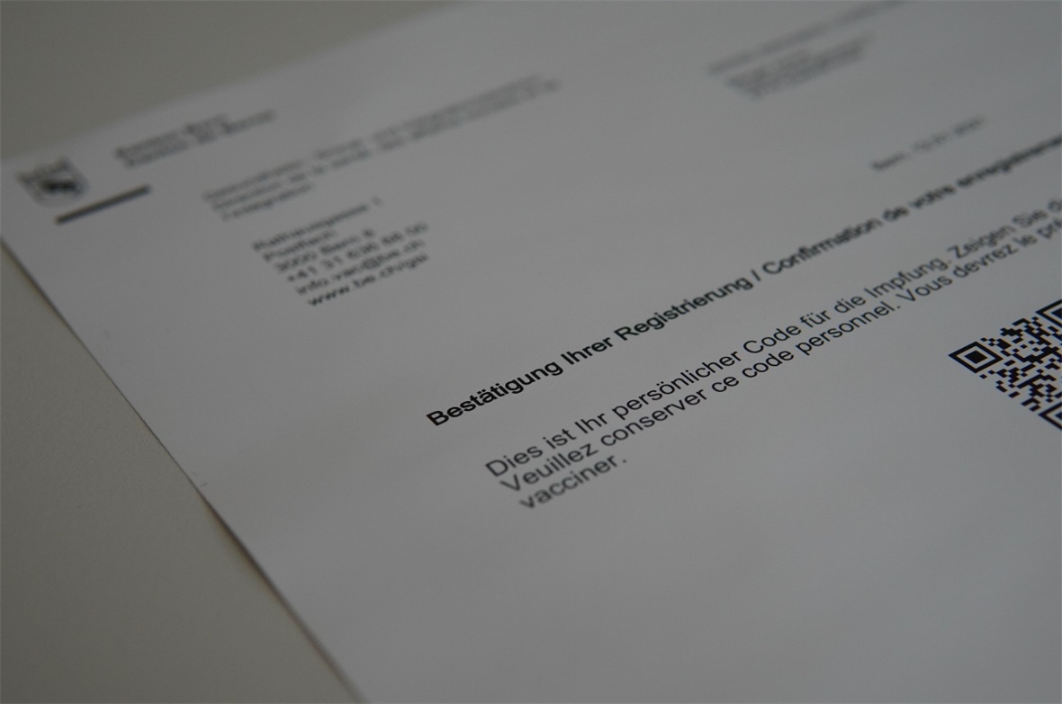 Anmeldebestätigung für die Impfung mit dem persönlichen Registrierungs-Code. Wer...