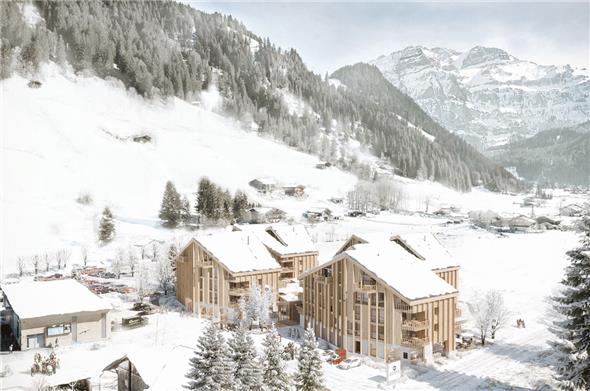 Auf dem Land der alten Talstation Metsch sollen vier Gebäude mit bewirtschafteten Ferienwohnungen entstehen.