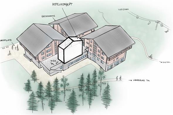 Aufgesetzt auf das bestehende Flachdach sollen Hotelzimmer entstehen.