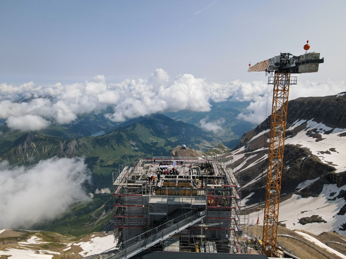 Baustelle Restaurant Botta auf dem Glacier 3000.