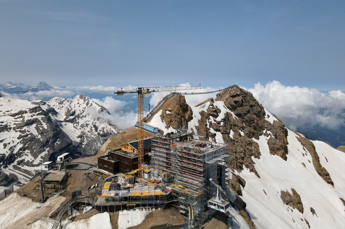 Baustelle Restaurant Botta auf dem Glacier 3000.