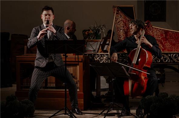 Beeindruckendes Zusammenspiel: Maurice Steger (Blockflöte & Flautino), Sebastian Wienand (Cembalo & Orgel) und Christoph Dangel (Violoncello).