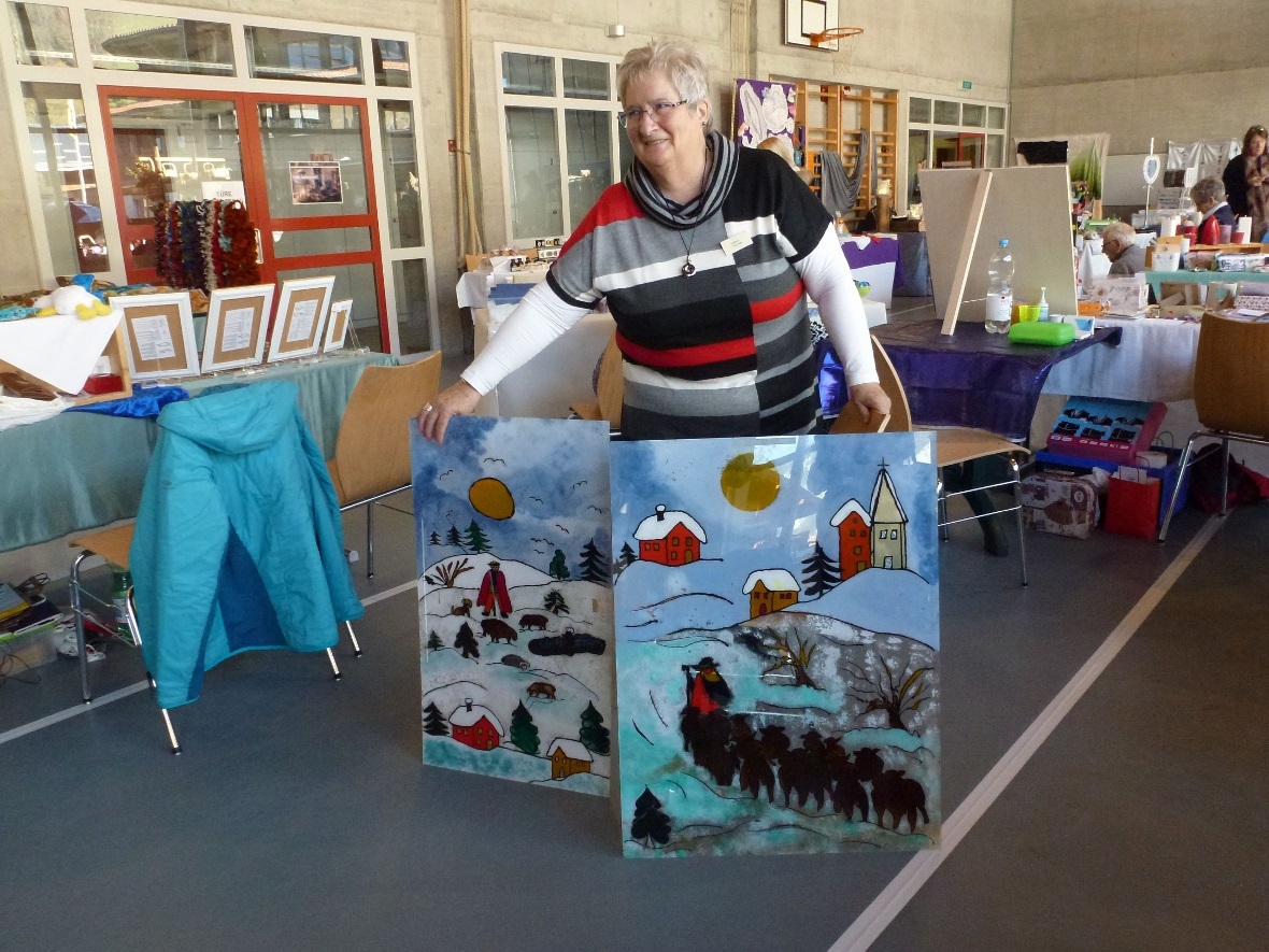 Bemaltes Plexiglas fürs Weihnachtsfenster von Trachsel Verena, Bönigen.