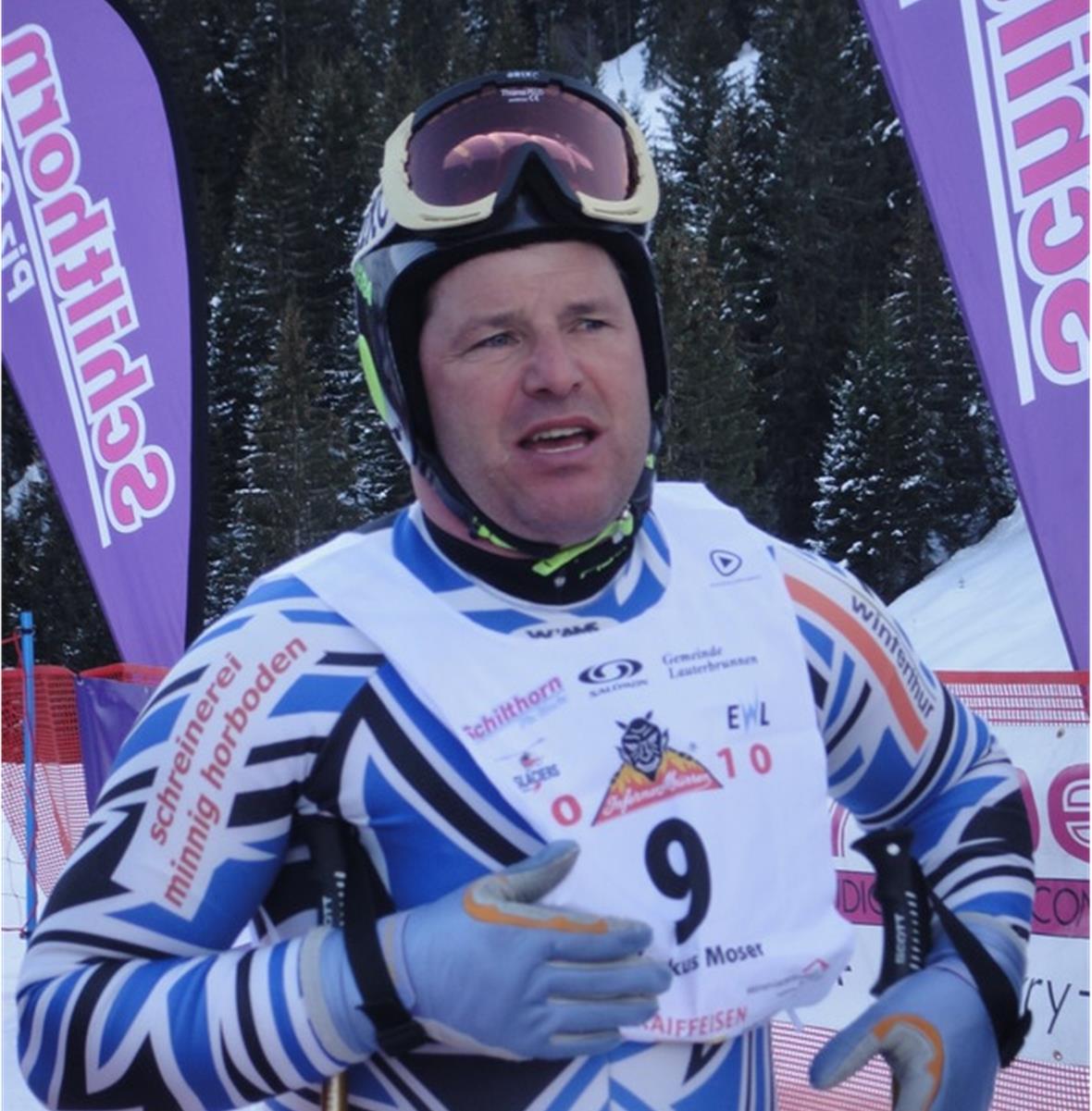 Sensationell: Mario Teuscher gewinnt zum dritten Mal nacheinander die Infernoabfahrt an den Internationalen Inferno-Skirennen 2010 in Mürren 