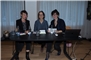 Camille Luscher, Ruth Gantert und Moderatorin Julia Knapp beim Eröffnungsgespräch «Über die Herausforderungen und Schönheiten des literarischen Übersetzens» im neuen Kulturhaus.