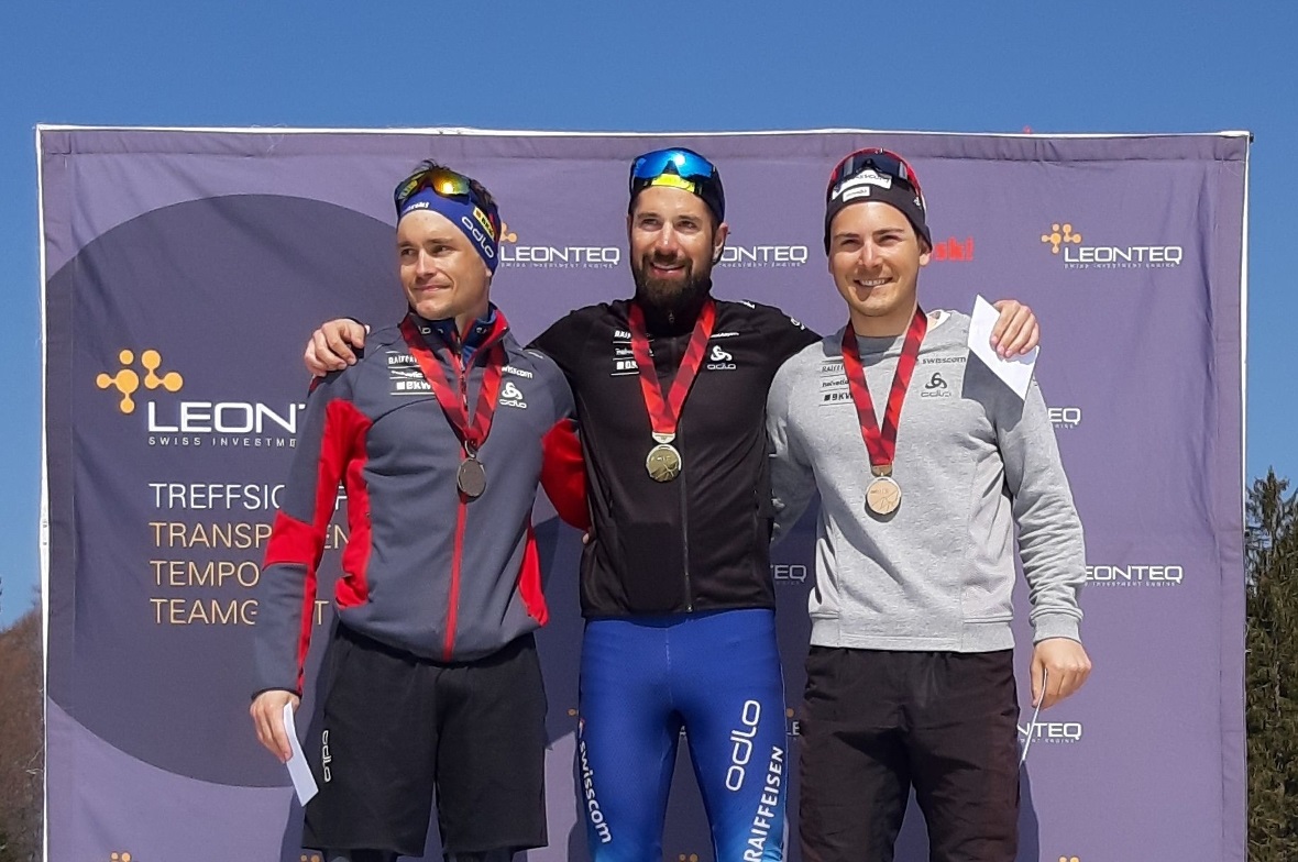 Cool für Joscha Burkhalter vom SC Zweisimmen (rechts), mit Sieger Benjamin Weger und Jeremy Finello (beide SC Obergoms) auf dem SM-Podest zu stehen.