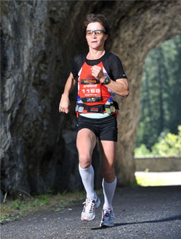 Corinne Zeller in voller Aktion beim Swissalpine Marathon von Davos…