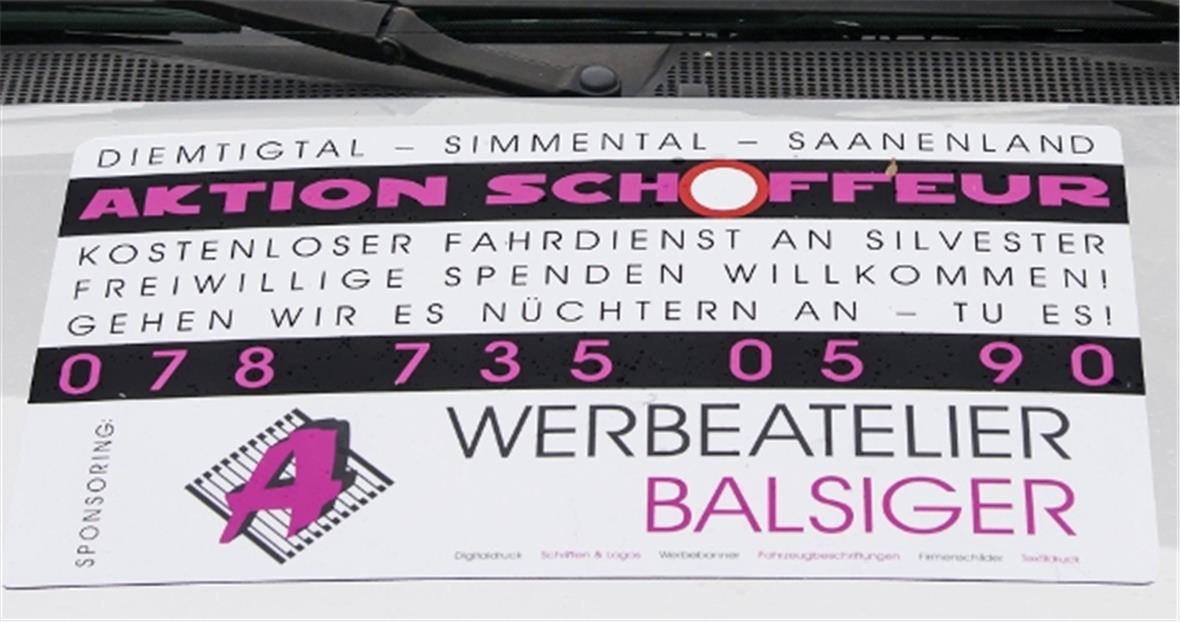 Dank Sponsoren konnte auch dieses Jahr die «Aktion Schoffeur» im Diemtigtal, Simmental und Saanenland durchgeführt werden.