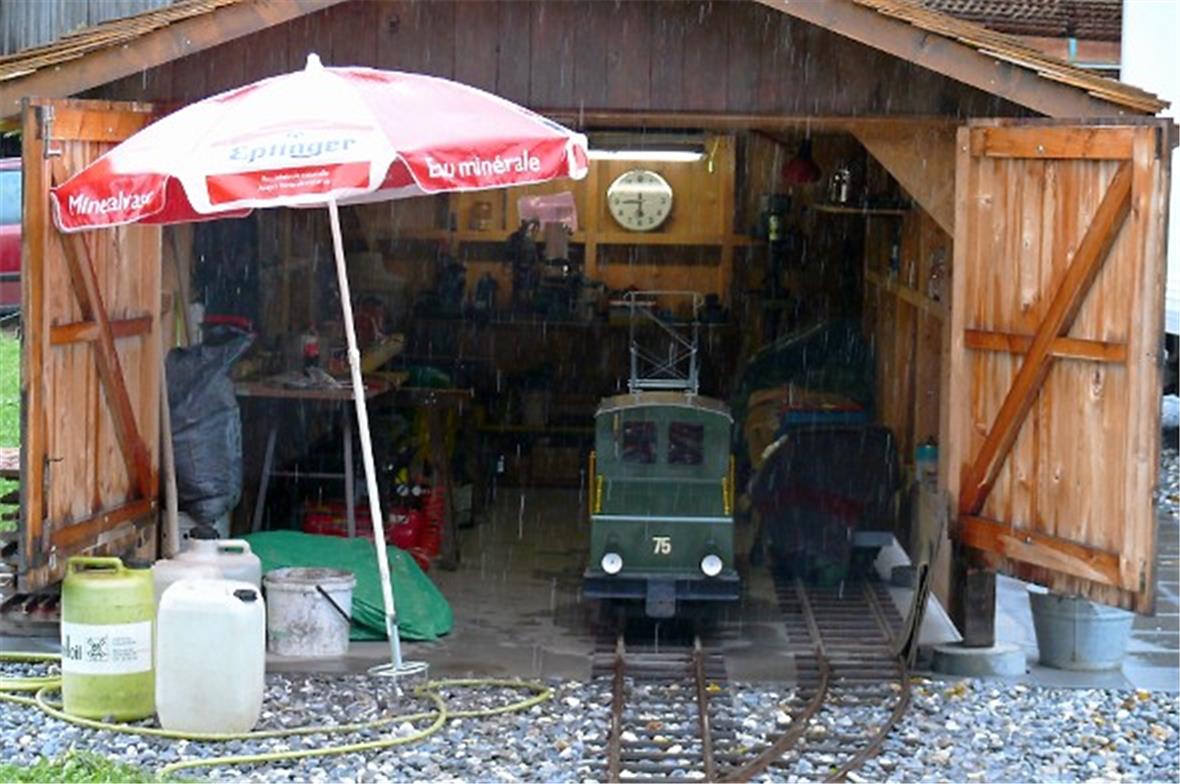 Das Depot-Häuschen der Strubeli-Bahn.