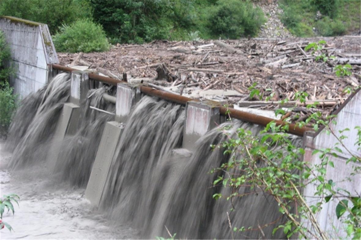 Das Geschiebesammelbecken im Fermelgraben oberhalb der Bäuert Matten. Wie schon ...