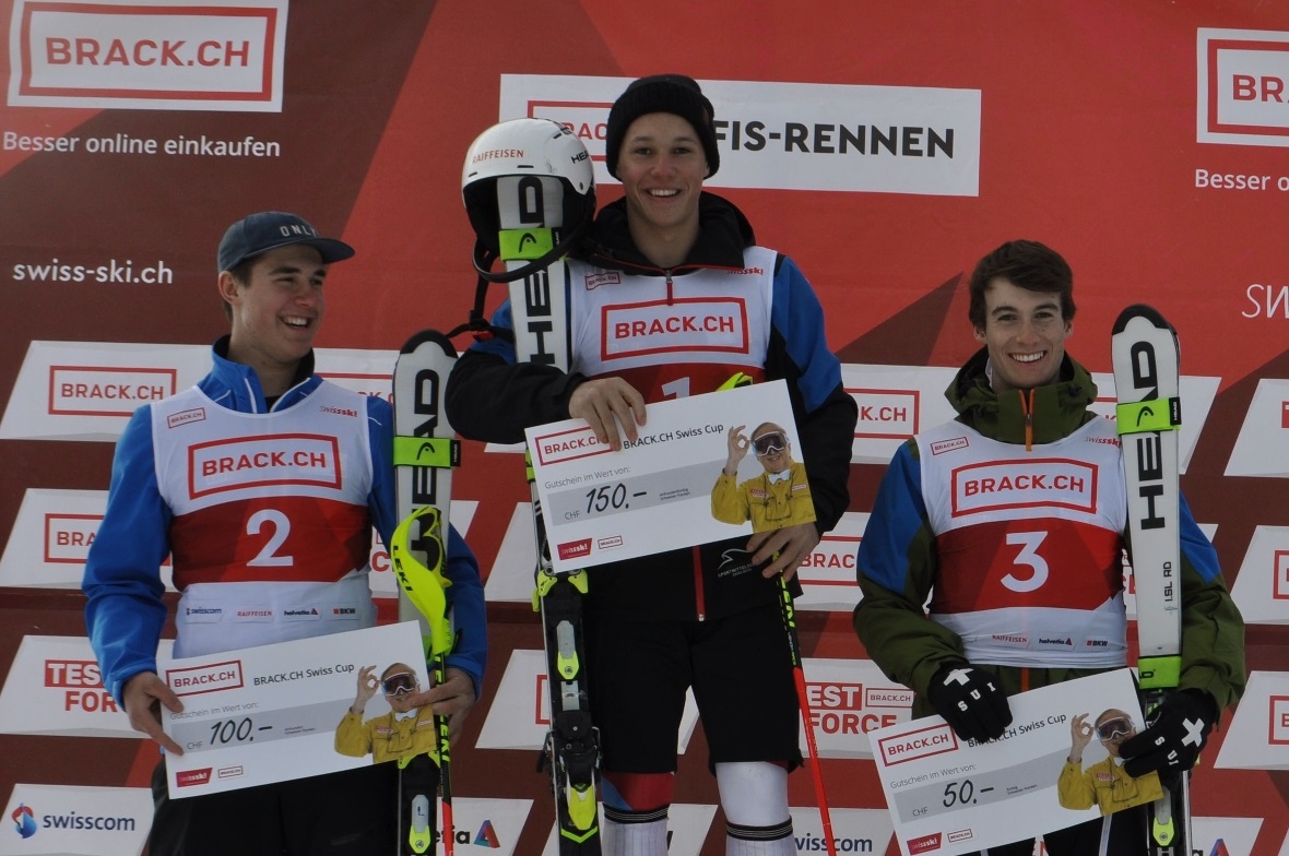 Das Podest des Brack.ch U19 Swisscup von links nach rechts: von Allmen Franjo, M...