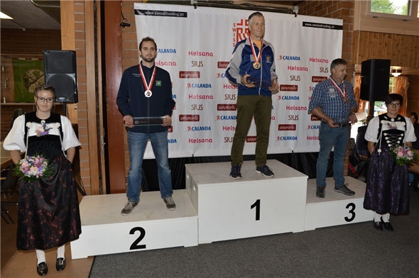 Das Siegerpodest: 1. Bruno Schneiter, Zürich, 572 P; 2. Carlo Klossner, Diemtigen, 569 P; 3. Jean-Marc Cottier, Blankenburg, 566 P.