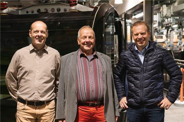 Das Verwaltungsratspräsidium BDG AG mit Vizepräsident Matthias Matti, dem ausscheidenden Verwaltungsratspräsidenten Heinz Brand und seinem designierten Nachfolger Jan Brand.