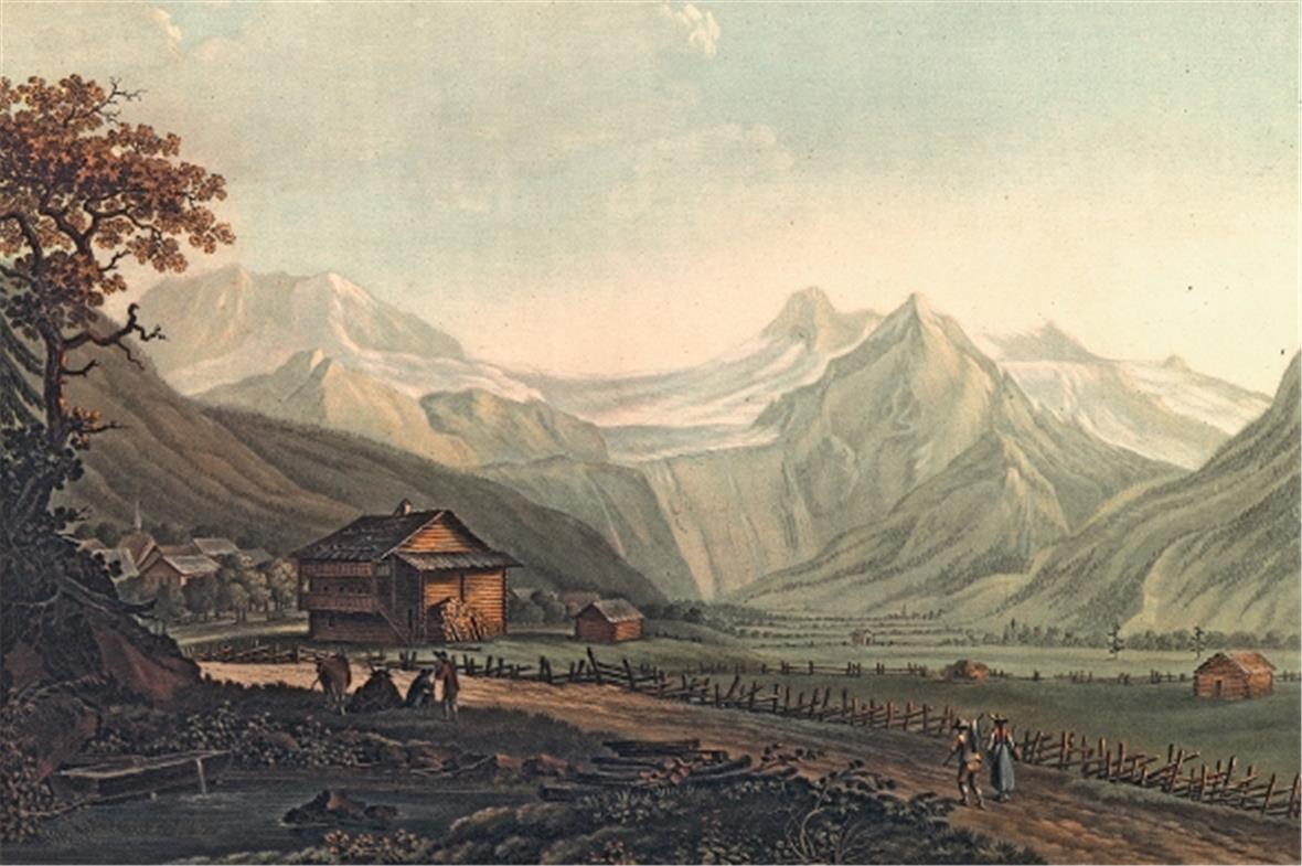 Das erste bekannte Bild von Matten wurde vom französischen Maler Charles-Melchior Descourtis im Jahr 1785 gemalen. Blick von Matten gegen Lenk mit Wildstrubel, im Vordergrund Quelle mit Brunnen.