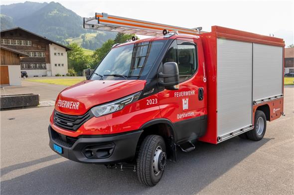 Das neue Einsatzfahrzeug der Feuerwehr Därstetten, das Kleintanklöschfahrzeug (KTLF) Iveco.
