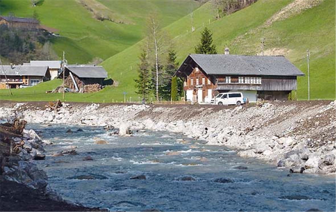 Das verstärkte Ufer bei Zwischenflüh.