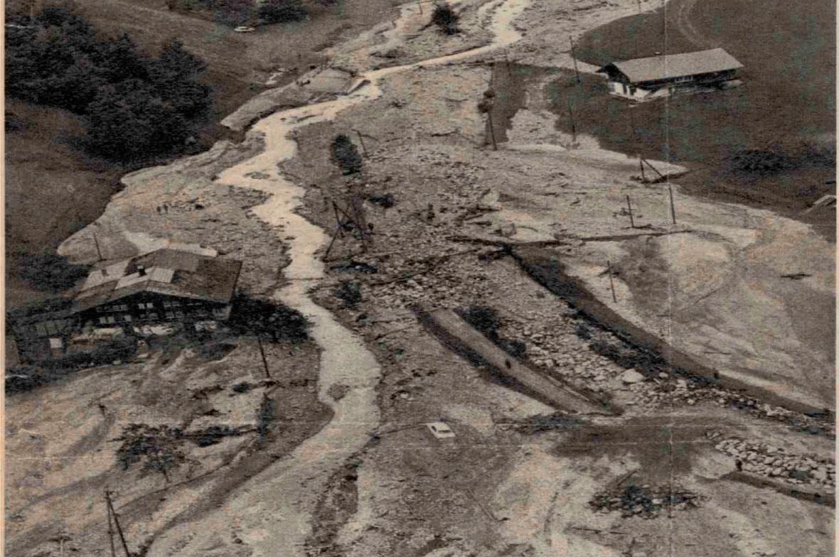 Der Narrenbach im Diemtigtal nach dem Unwetter vom 7.7.1977.