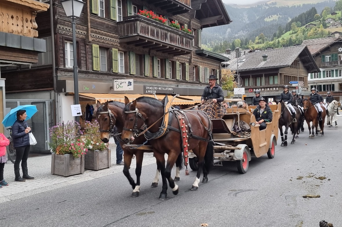 Der Reit- und Fahrverein Lenk kam mit Kutsche und Reitpferden.