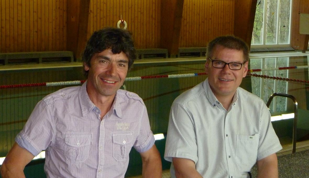 Der abtretende VR-Präsident Silvio Winkler (links) und der neue Präsident Hansjörg Schneider (rechts).