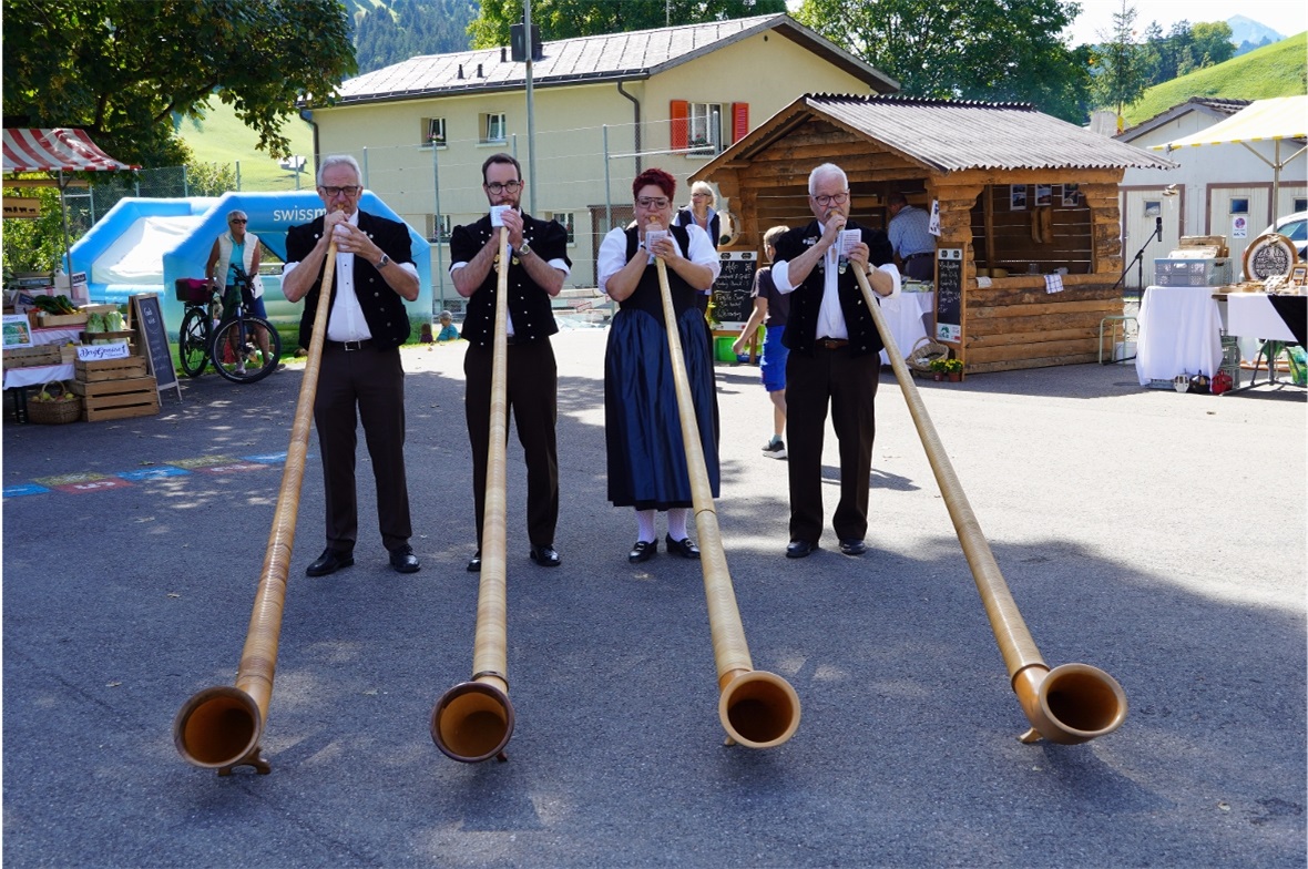 Die Alphorngruppe Mittagsfluh Boltigen sorgte für volkstümliche Stimmung.