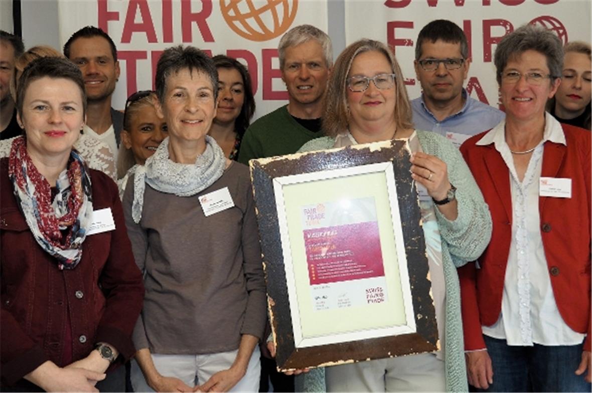 Die Arbeitsgruppe Fair Trade Town Zweisimmen. Pia Feuz, Ursula Spycher, Claudia Gautschi und Esther Liebi.