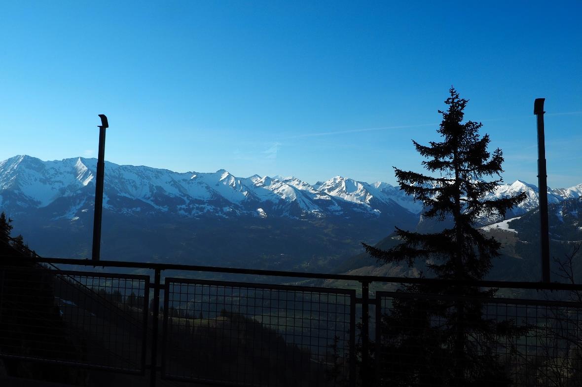 Die Berge leuchten richtig am frühen Morgen.