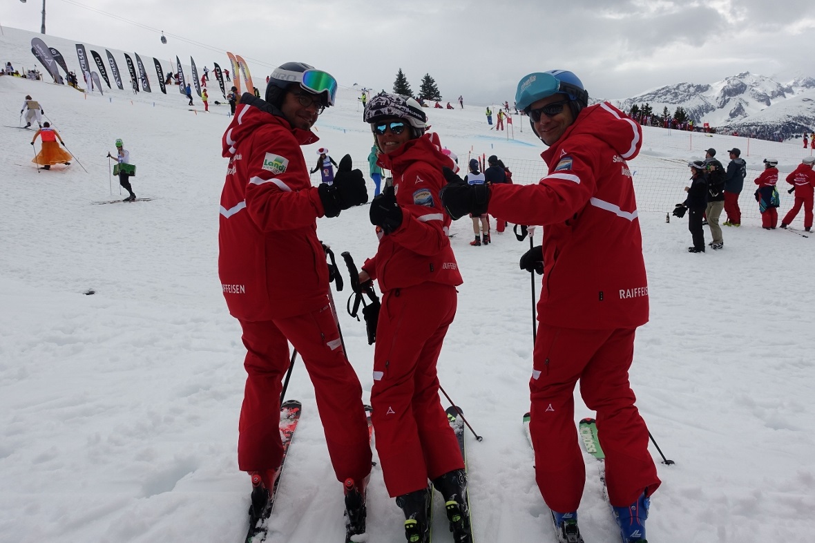 Die Diemtigtaler Skischule mit Bruno Allenbach, Pamela Ulmann und Reto Mani war ...