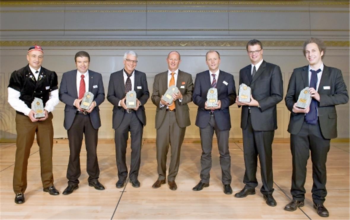 Die Gewinner des Milestone 2011: Eduardo Zwyssig; Urs Wohler; Hansruedi Müller (Lebenswerk), Christian Meili, Thomas Pauli-Gabi, André Zimmermann, Martin Gerber.