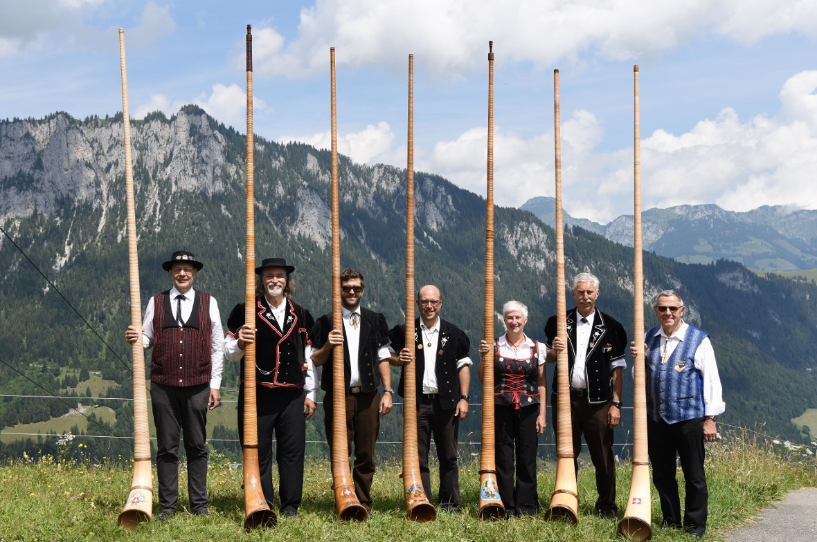 Die Leitung des Alpenhornseminars: Daniel Pfenninger, Neftenbach, Bill Hopson, C...