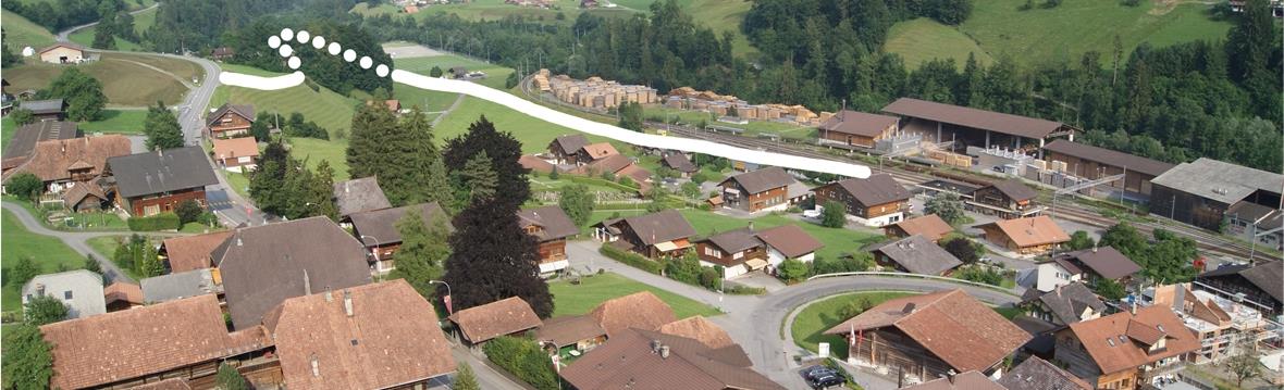 Die Mehrheit der Erlenbacher Bevölkerung lehnte den Vorschlag für eine neue Zufahrt ins Industrie- und Gewerbegebiet beim Bahnhof, wie sie hier eingezeichnet ist, ab.