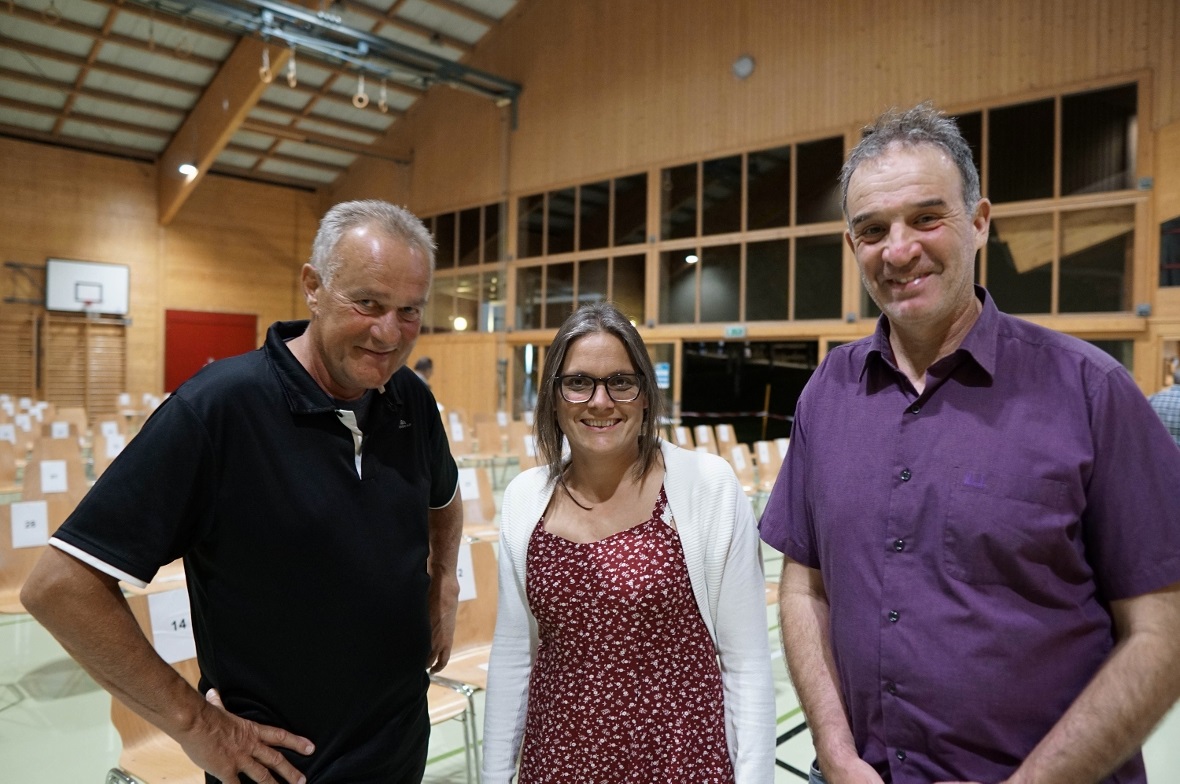 Die Naturpark-Verantwortlichen bei der Gemeindeversammlung (von links): Martin W...