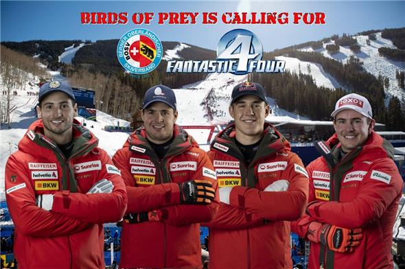Die Rennstrecke «Birds of Prey was calling...» und vier Berner Oberländer waren mit dabei – drei der «Fantastischen Vier» stammen aus dem Simmental: Mit Marco Kohler, Lars Rösti, Franjo von Allmen und Livio Hiltbrand standen erstmals gleich vier Berner Oberländer an einem Weltcuprennen am Start.