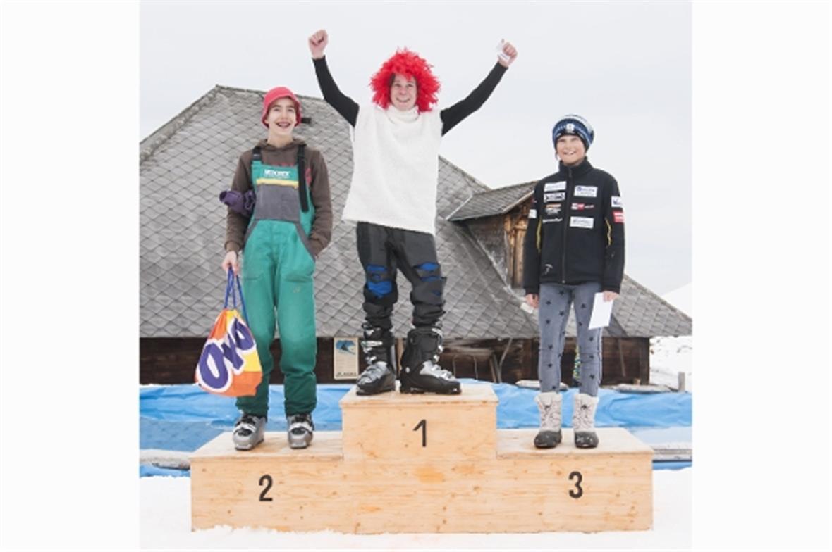Die Sieger in der Kategorie Kinder Ski: v.l. Lukas Loosli, Franco Reber, Arianne...