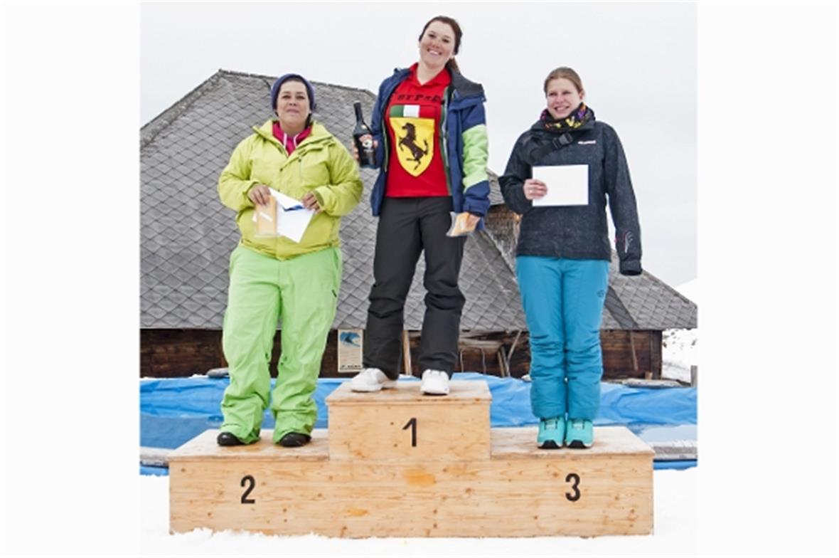 Die Siegerinnen in der Kategorie Damen Snowboard: v.l. Sarah Mani, Katja Widmer,...