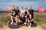 Die Teilnehmenden der 3. Staffel «Champion der Champions». Vorne: Kevin Lötscher (Eishockey), Sieger Carlo Janka (Ski), Tanja Frieden (Snowboard); hinten: Anita Weyermann (Mittelstreckenlauf), Sergei Aschwanden (Judo), Moderator Lukas Studer, Petra Klingler (Klettern) sowie Kilian Wenger (Schwingen).