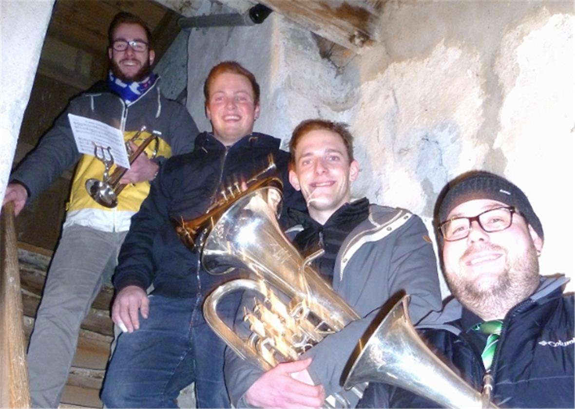 Die Turmbläser beim Abstieg.