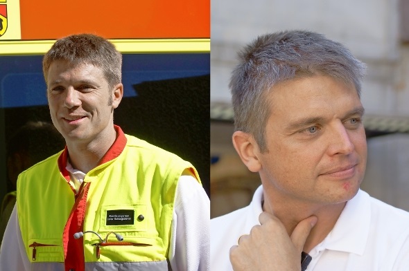 Die Verantwortlichen des Rettungsdienstes der Spital STS AG: Beat Baumgartner (links) und sein Stellvertreter Marc Stiller (rechts).