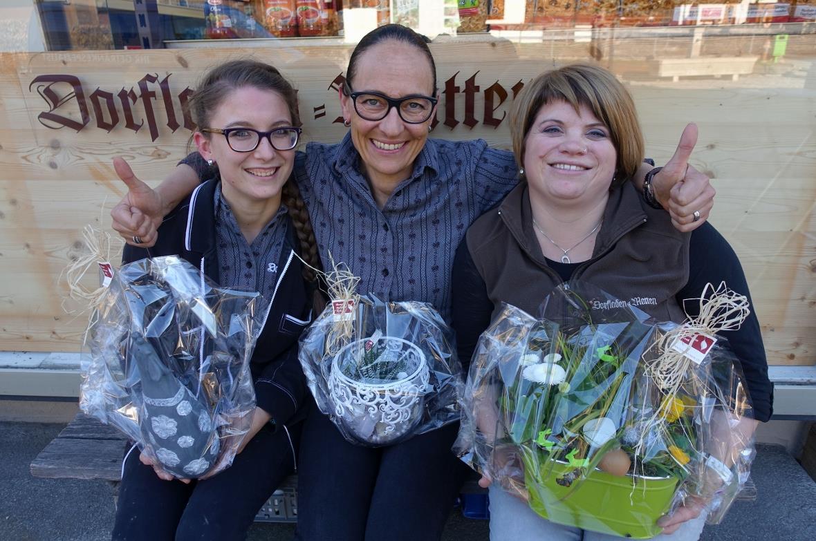 Die ehemalige Crew des Dorfladens Matten: Pia Bergmann, Gaby Greisler und Manuel...