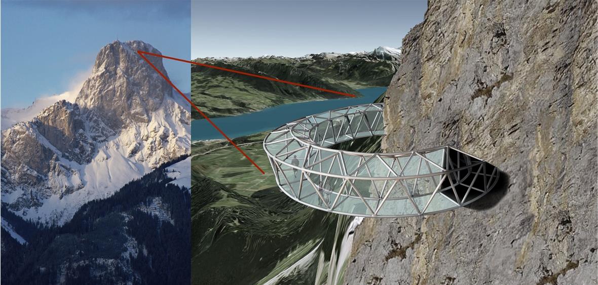 Die geplante Aussichtsplattform in der Stockhorn-Nordwand soll von weitem kaum einsehbar sein.