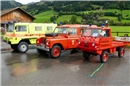 Drei historische Fahrzeuge der Feuerwehr Zweisimmen.