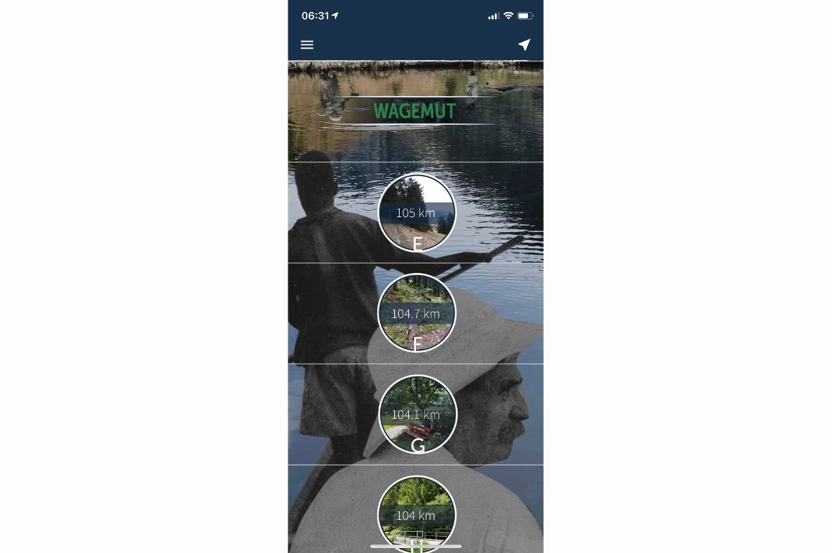Ein Screenshot der neuen Naturpark-App für den Albert-Schweitzer-Weg.