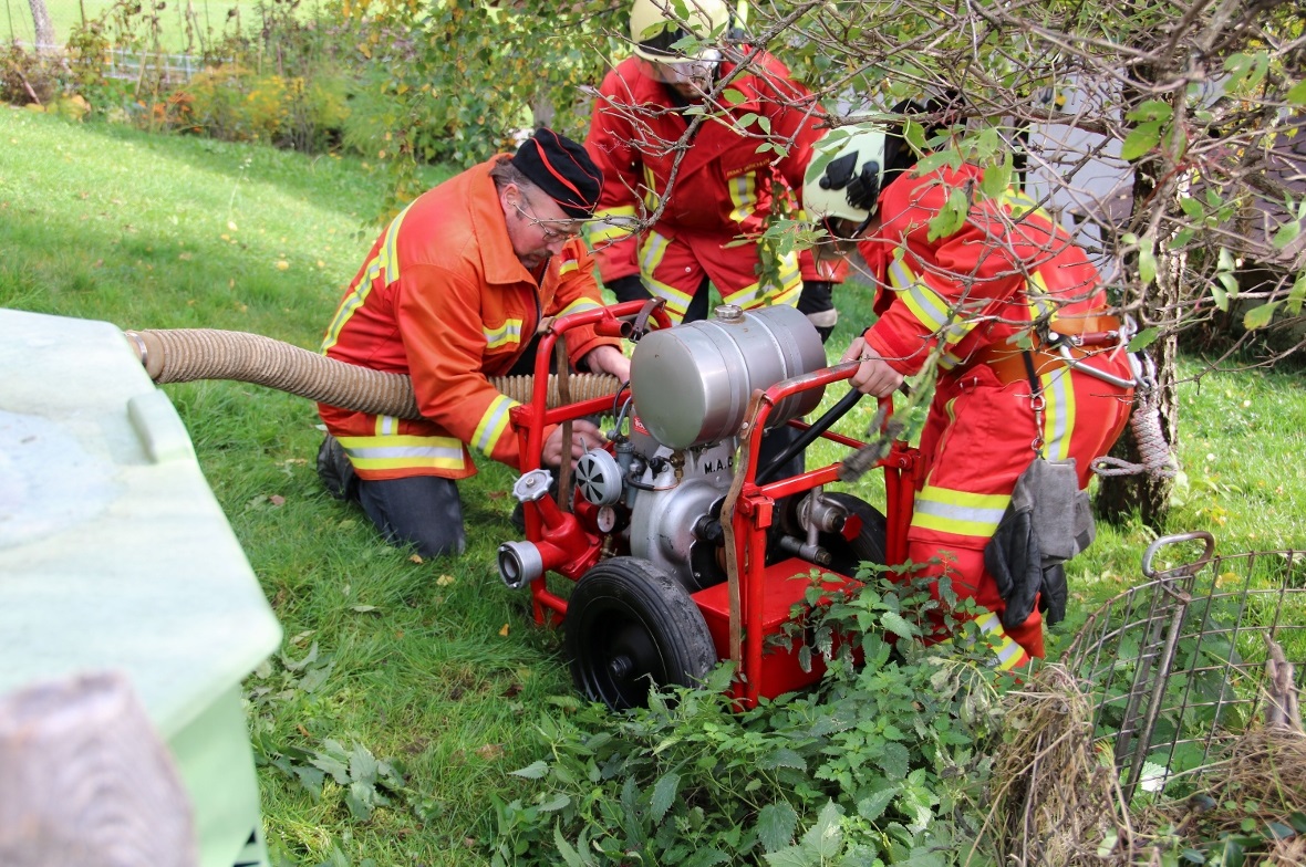 Einsatz der Motorspritze.