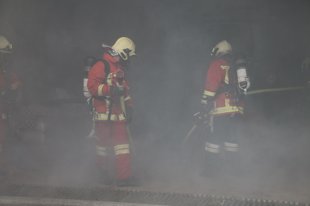 Einsatz der Motorspritze.