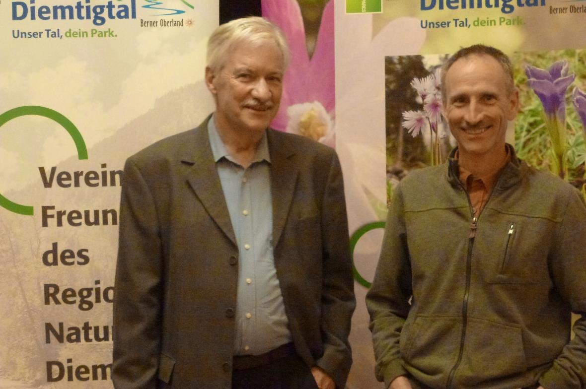 Der Verein «Freunde des Regionalen Naturpark Diemtigtal» ist auf Kurs Einstimmig wiedergewählt sind Christian Germann, Präsident, und Urs Stucki, Kassier des Vereins.