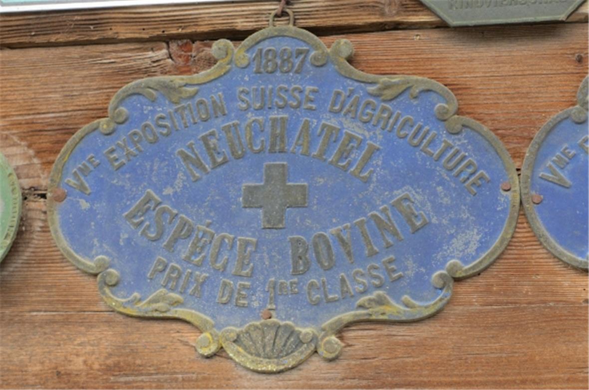 Erinnerungsplakette Schweizerische Landwirtschaftsausstellung Neuenburg 1887, Be...